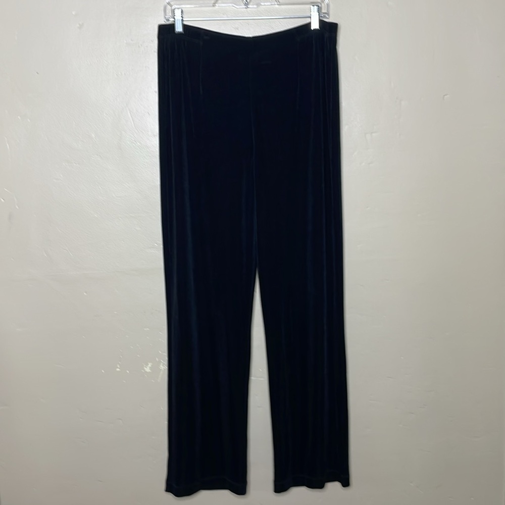 CHICO’S TRAVELERS Pants Black Liquid Knit Wide leg Elastic Waistband Pull-On